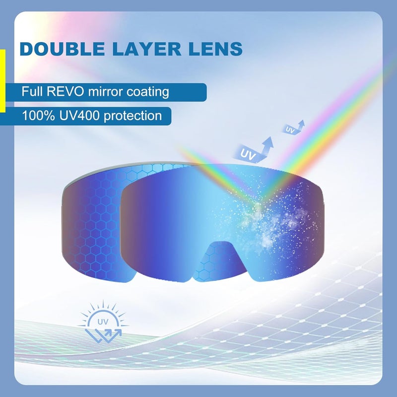 EXP VISION Ski/Snowboard Goggles, Magnetic Lens Snow Goggles with Anti-Fog & UV400 Protection for Men & Women - Image 3